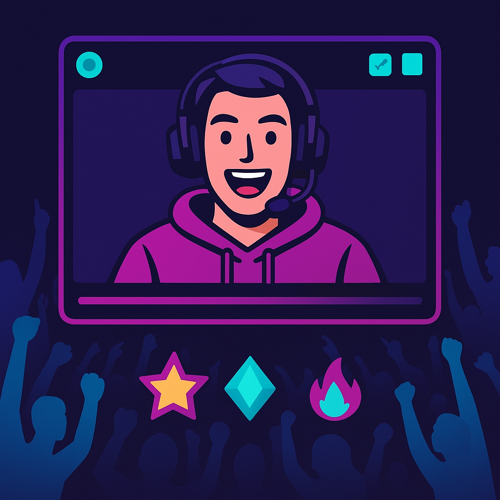 User testimonial: streamer overlay and cheering crowd